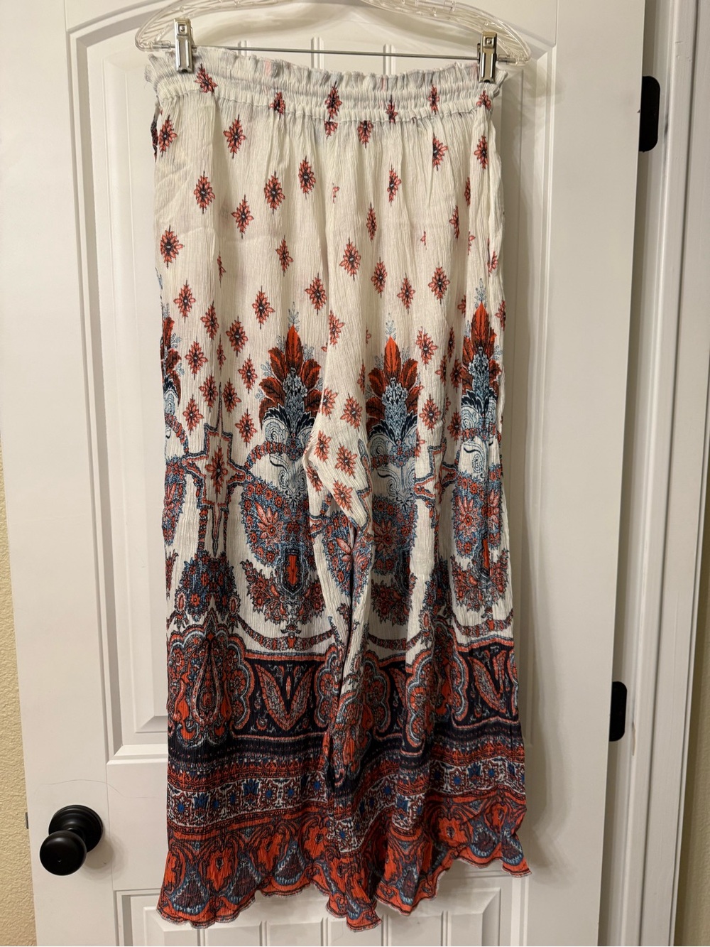Bohemian White Red Printed Pants